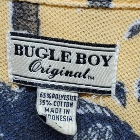 VINTAGE BUGLE BOY HAWAIIAN PALM TREE PRINT POLO WITH POCKET SIZE LARGE - Picture 3 of 4